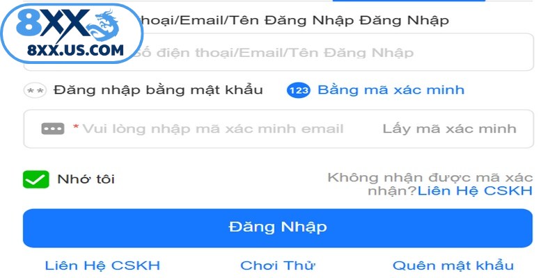 Đăng nhập vào 8XX qua ứng dụng rất dễ dàng và nhanh chóng