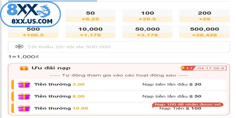 Nạp tiền 8XX qua thẻ cào điện thoại không giới hạn số lần trong ngày